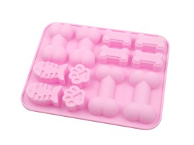 Molde silicona 12 figuras huellitas y pescado